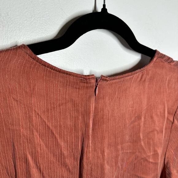 NEW Lost April Naked Zebra Rust Orange Blouse Size Medium Animal Print Marsala - Picture 6 of 6